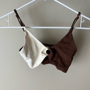 Cream & brown bra top
